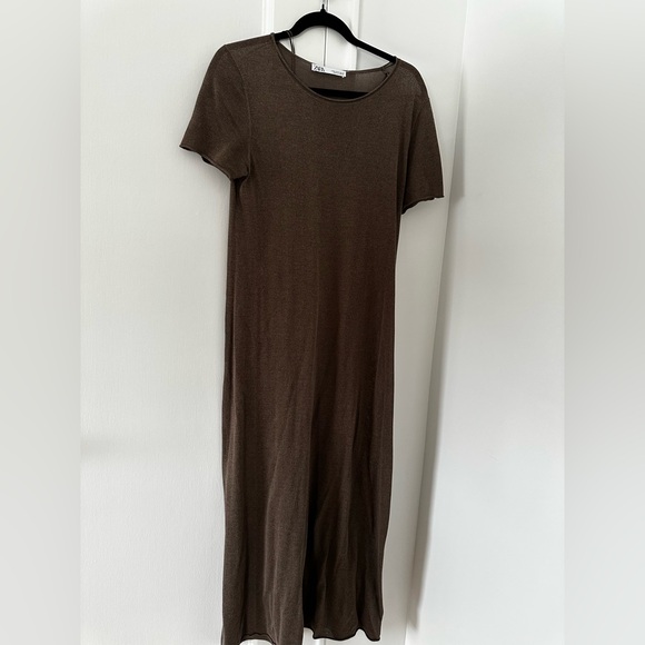Zara Mushroom Brown Maxi Dress - Picture 1 of 5